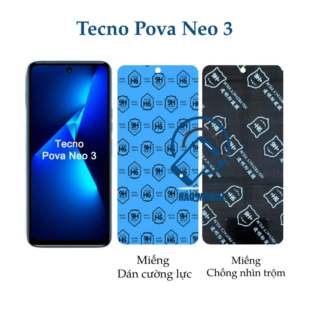 Dán cường lực dẻo nano Tecno Pova Neo 3 ( trong suốt và chống nhìn trộm )