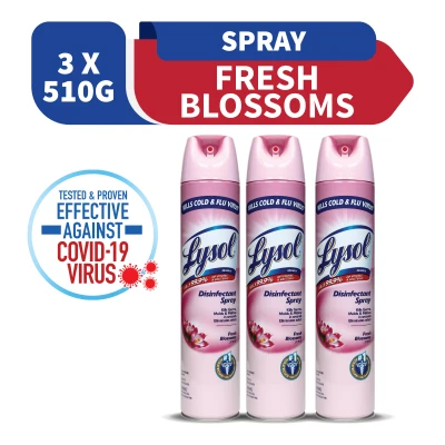 3x LYSOL Disinfectant Spray Fresh Blossom 510GM