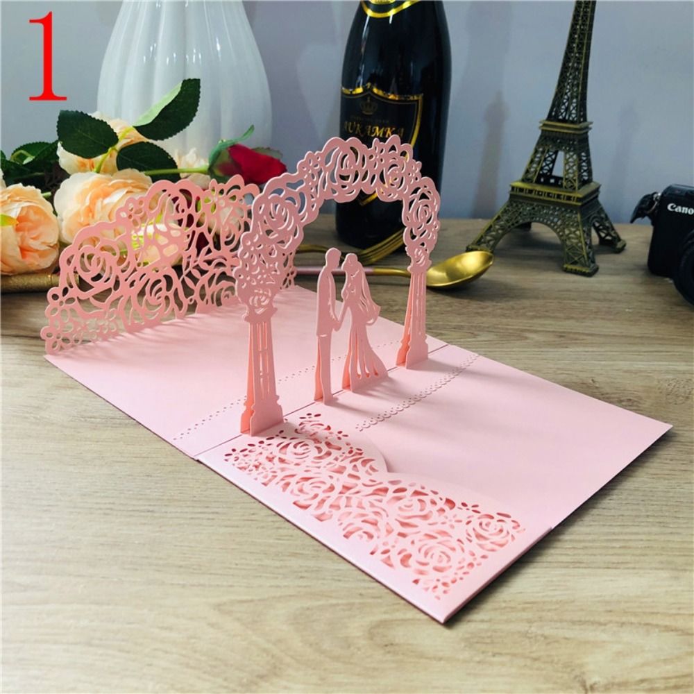 MIIQNUS Bật lên Thiệp mời đám cưới 3D 18x13cm Thẻ mời Cắt Cô dâu chú rể Thiệp chúc mừng Đám cưới