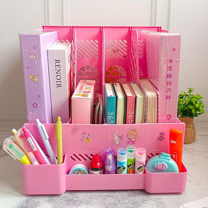 READY STOCK RAK ORGANIZER BUKU PENYIMPANAN 8 SEKAT MULTIFUNGSI RAK MEJA RACK BOOK FILE DENGAN TEMPAT PULPEN BOX DESKTOP ALAT TULIS KANTOR SEKOLAH SIAP KIRIM