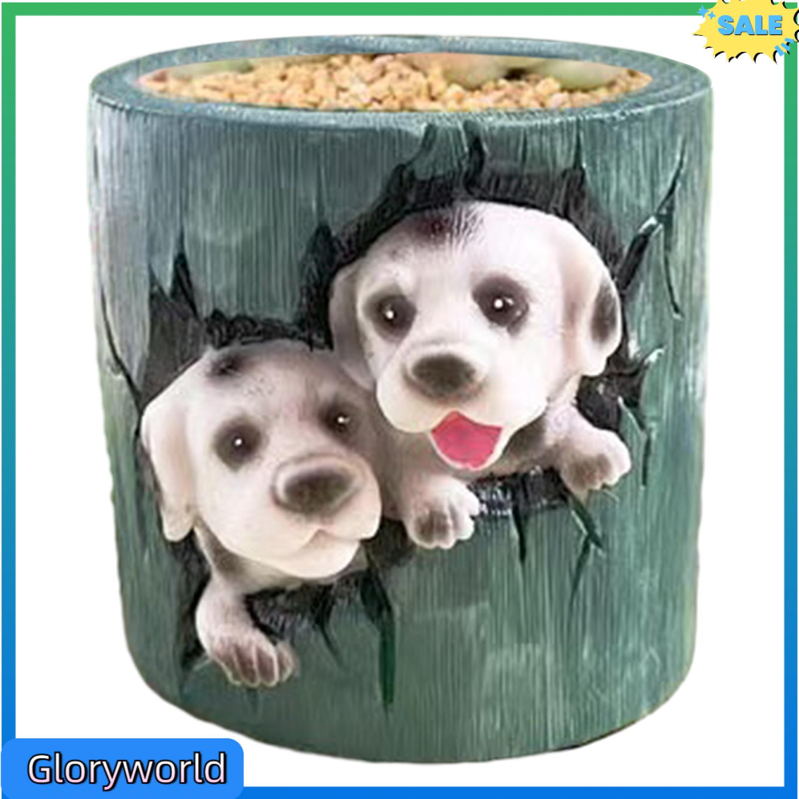 Gloryworld cún con đáng yêu mọng nước nồi con chó con chậu trồng đáng yêu nhựa con chó mọng nước trồng Đối với trang chủ và đồ trang trí văn phòng dễ thương động vật chậu trồng cây