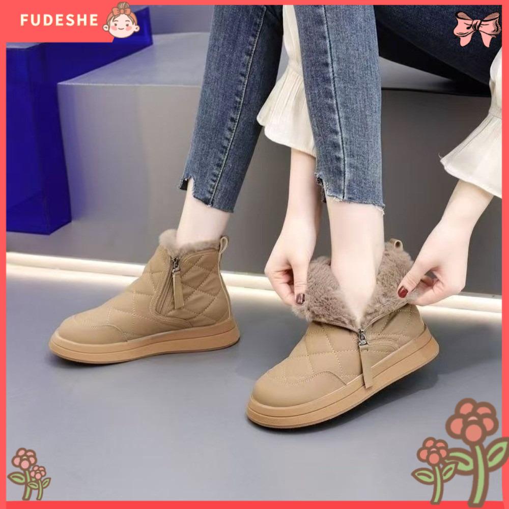 FUDESHE Ấm áp Giày tuyết Đồ nhồi bông Dày hơn Giày cao cổ  Đáy dày Giày nữ dành cho phụ nữ