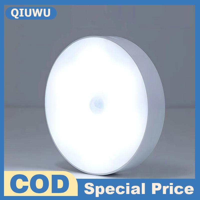 QIUWU Cảm Biến Chuyển Động LED Ánh Sáng Ban Đêm USB Có Thể Sạc Lại Đèn 6LED 10LED Thanh Không Dây Trên Cho Nhà Bếp Tủ Quần Áo Phòng Ngủ Hành Lang
