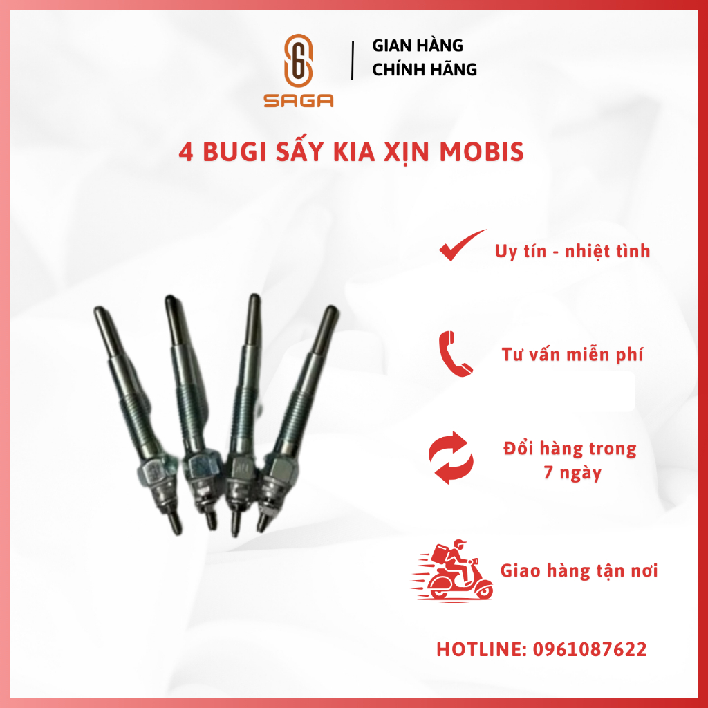 Combo 4 Bugi sấy Kia xịn Mobis. Bugi nến sấy k3000 k165 k2700 1t4…