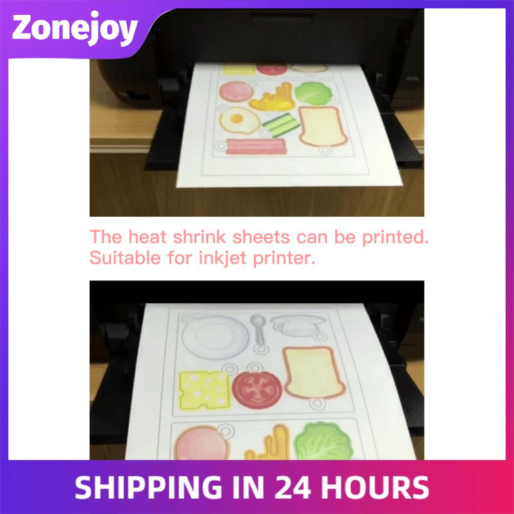 Zonejoy Bộ tấm co nhiệt 21 x 29cm 25 tờ trắng hoặc mờ Giấy phim có thể in cho máy in phun Mặt dây chuyền tự làm Móc khóa bông tai (25 tờ)
