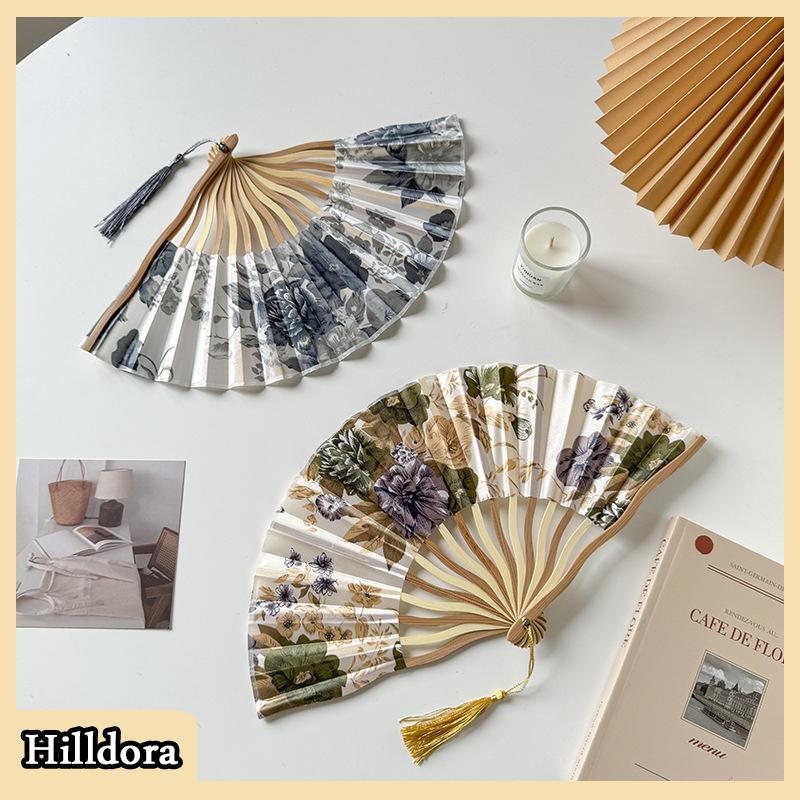 [Hilldora] Trung Quốc Nhật Bản phong cách quạt lụa gấp Quạt đám cưới fan hâm mộ nghệ thuật Quà Tặng khiêu vũ tay fan hâm mộ cổ điển tre gấp tay cầm hoa fan hâm mộ
