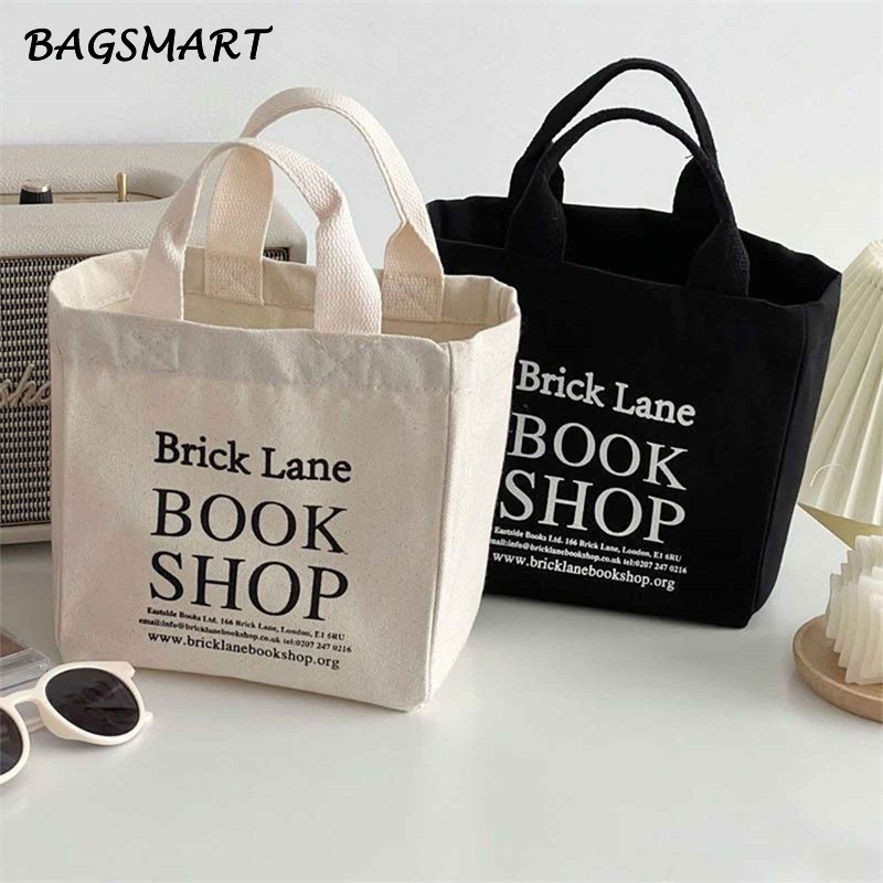 ใหม่ กระเป๋าอาหารกลางวัน ผ้าแคนวาส ขนาดเล็ก แบบพกพา สําหรับผู้หญิง ราคา 58 บาท*ส่งฟรี