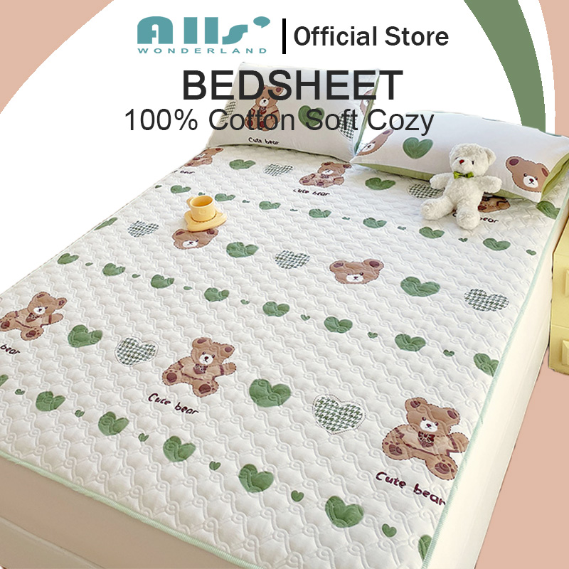 Alls' Wonderland 100% Cotton Bedsheet Thicken Cartoon Fittedsheet 1000TC Panda Dog Bed Sheet Fitted Bedsheet Breathable Bed Sheet Single Queen King Mattress Cover ราคา 766 บาท*ส่งฟรี