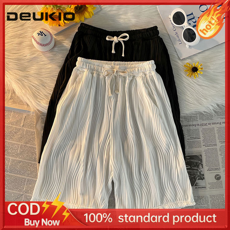 DEUKIOIce silk unisex casual couple pants with high waist, slim and loose plus-size versatile pants