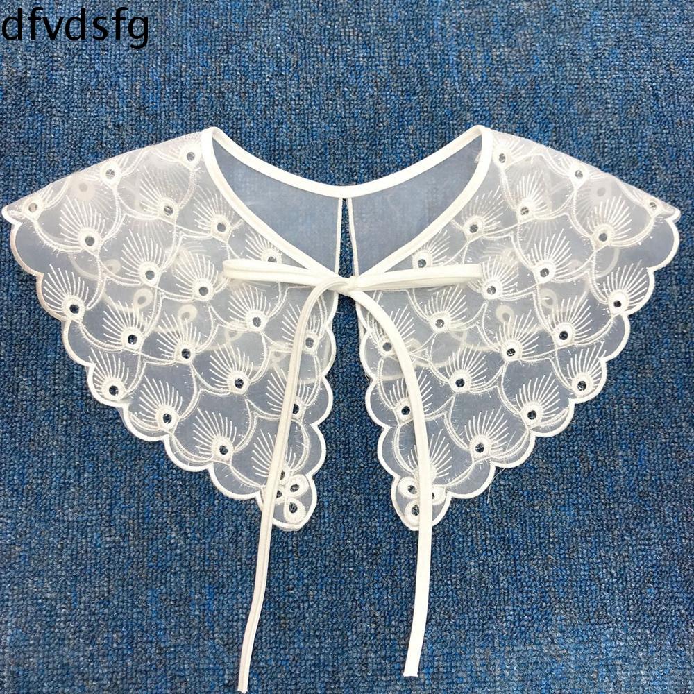 DFVDSFG Ren Có thể tháo rời Thêu thùa Khăn choàng Cô gái Rỗng May quần áo Đường viền cổ ren Trang tr