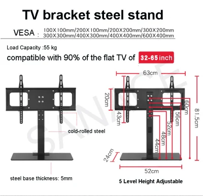 steel base TV table stand. for 32-65 inch TV