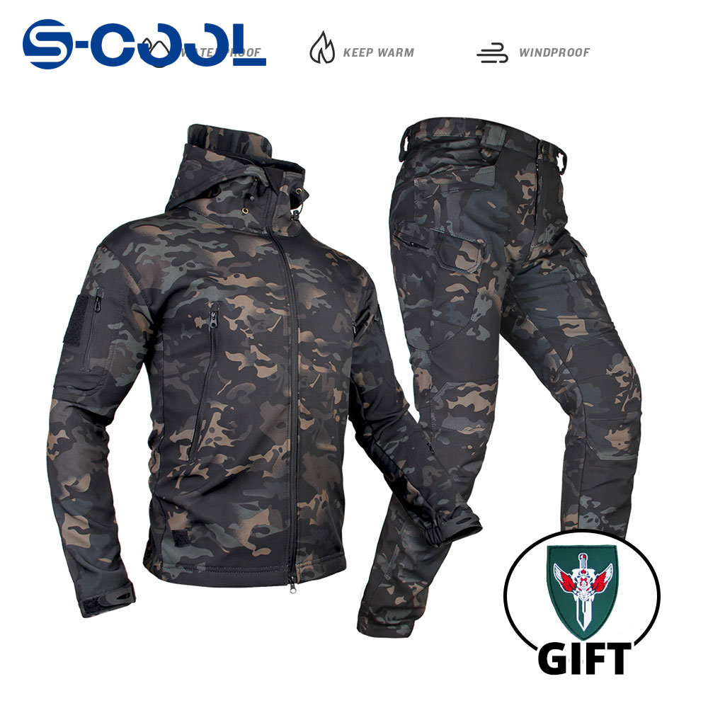 【Best Price Guaranteed】 Tactics Waterproof Sets Men Winter Soft Fleece Jacket Pants 2 Piece Set Thermal Tactical Windproof Winter Hiking Suits