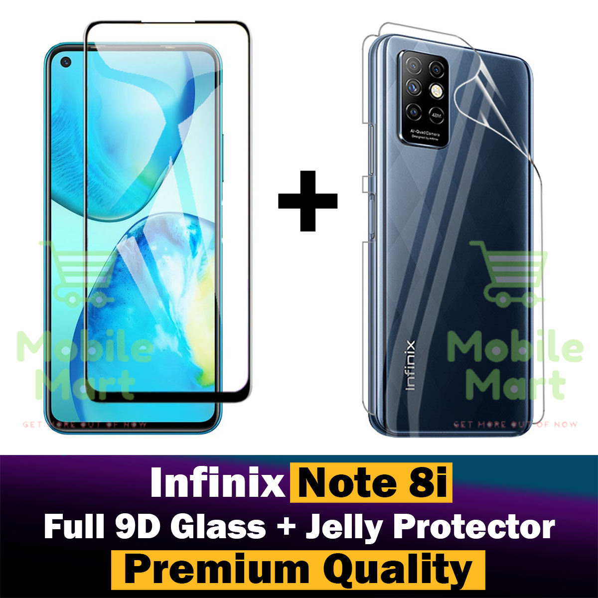 Infinix Note 8i Protection Bundle: Full Coverage Glass, Transparent Hydrogel Back Film price in Pakistan