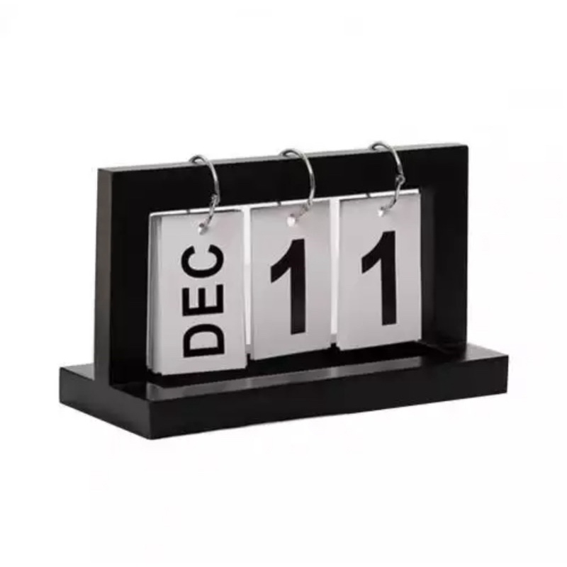 Shopcoins Nordic Style Wooden Perpetual Creative Desktop Chic Flip Decoration Home Office Calendar