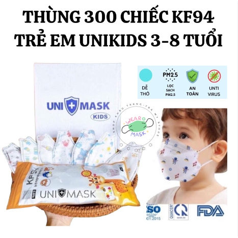 Sỉ Thùng 300 Chiếc Khẩu Trang Y Tế Kf94 Unimask Trẻ Em
