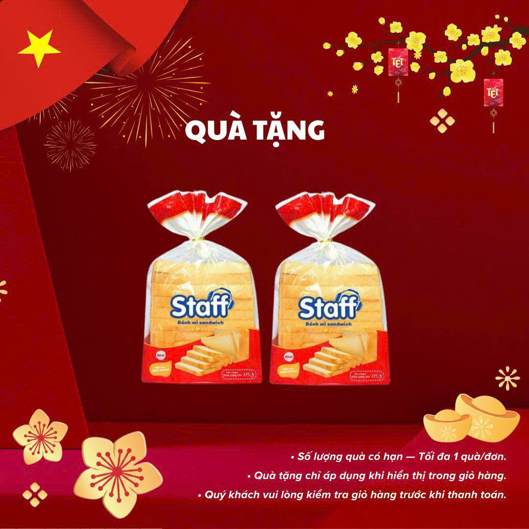 (QUÀ TẶNG) Combo 2 Bánh Mì Sandwich Staff Lát 275g