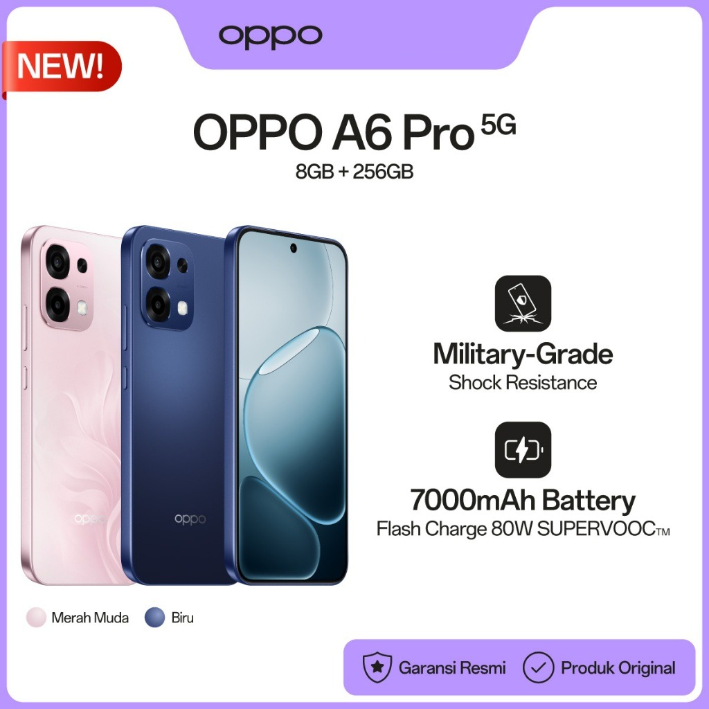 [NEW] OPPO A6 Pro 5G [8GB+256GB] - AMOLED Ultra Cerah 120Hz, 7000mAh 80W SUPERVOOC, Sistem VC SuperCool, Ketahanan Air dan Debu IP69 Harga  4,799,000 Ringgit*Penghantaran Percuma