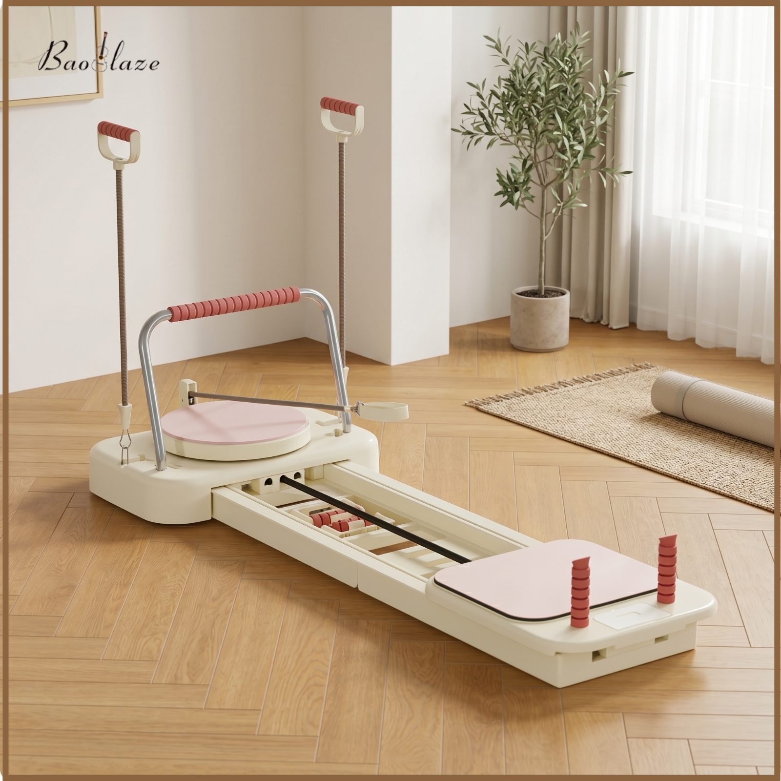 Baoblaze Low-Silhouette Foldable Pilates Reformer Compact Home Pilates Reformer Stable Fitness Equipment Comfortable for Apartment ราคา 12,813 บาท*ส่งฟรี