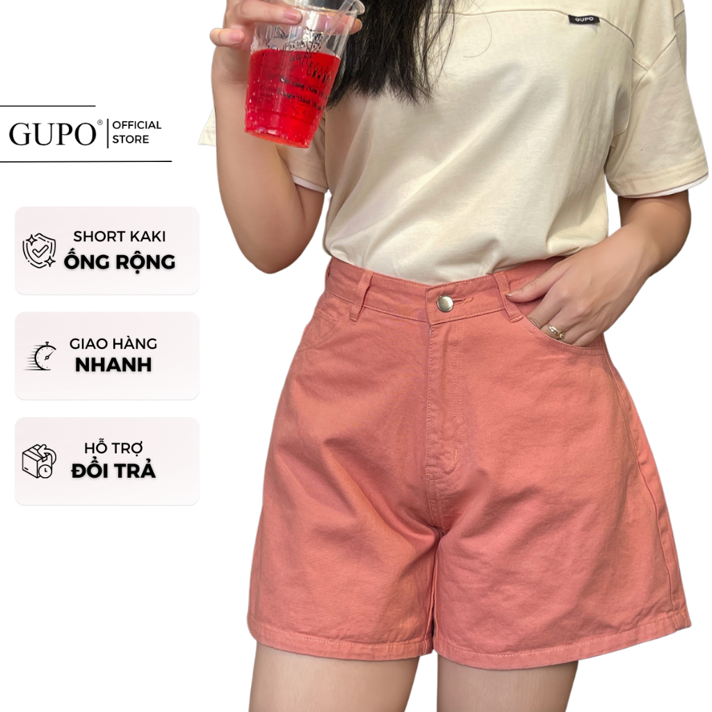 Quần short kaki nữ ống rộng dáng chữ a lưng cao bigsize 40-85kg gs006