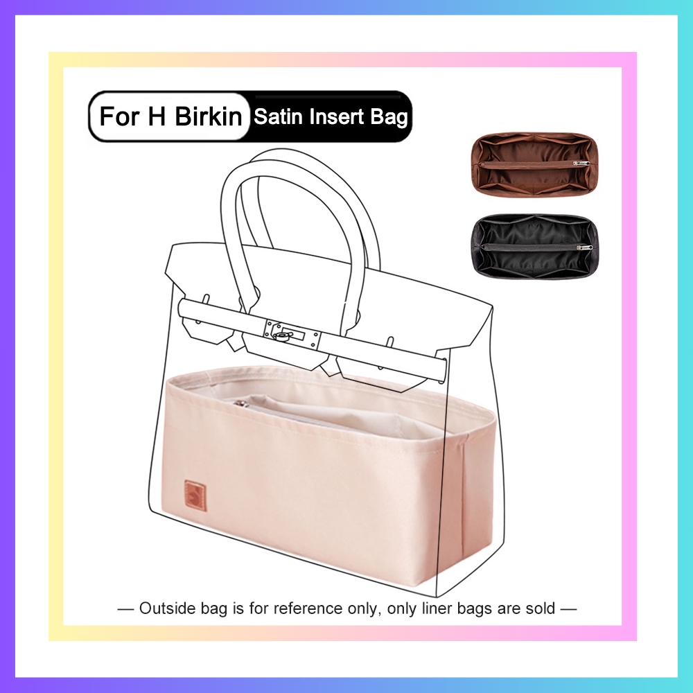 【Exclusive Limited Edition】 Evertoner Cosmetic Organize Bags For H Birkin 25 30 35 Handbag Women Purse Organizer Satin Fabric Pouch