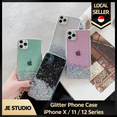 【SG - Ready Stock】📱 Glitter Blink Bumper Case For Apple iPhone X / XS / XR / XS Max / 11 / 11 Pro / 11 Pro Max / 12 / 12 Pro / 12 Pro Max Soft Simple TPU Phone Cover