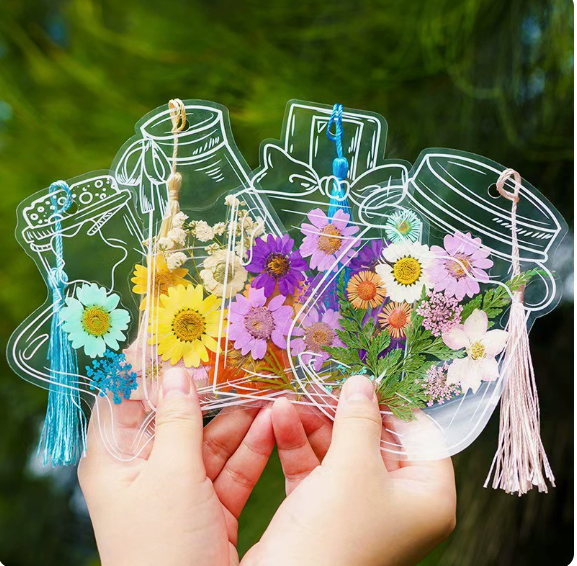 Set 20 miếng dán ép hoa khô nhãn dán PET Dream in the bottle chai lọ hoa khô sổ tay nhãn dán trong suốt