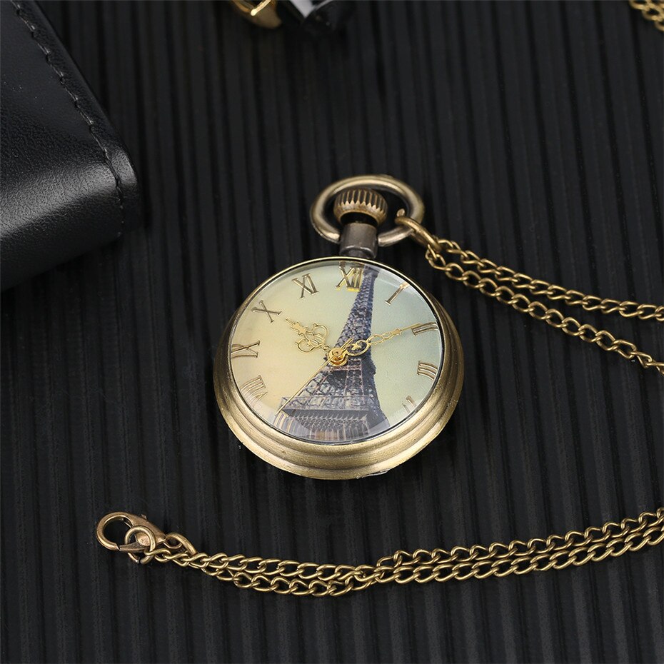 Antique Eiffel Tower Dial Quartz Pocket Watch 12