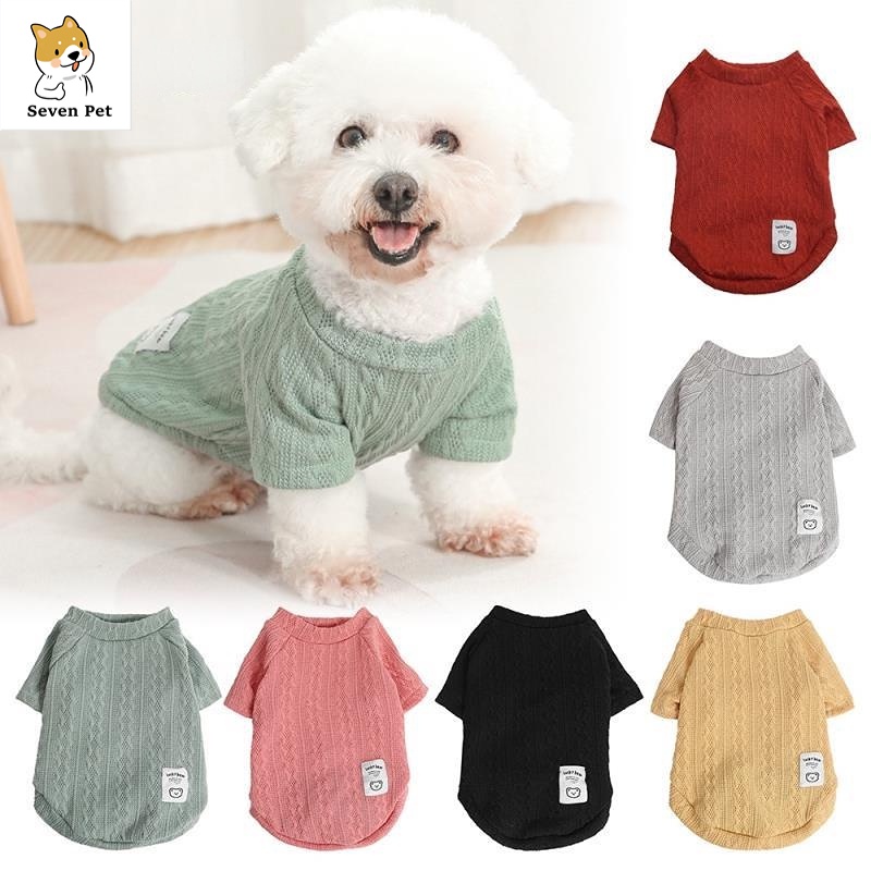 เสื้อผ้าลูกสุนัขถักแบบบางเสื้อกันหนาวน้องหมาฤดูใบไม้ร่วงฤด
