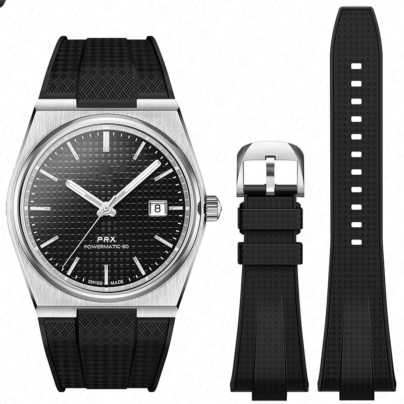  Cao su mềm Dây đeo Silicon cho Tissot PRX loạt t137.407 t137.410 siêu Máy nghe nhạc 40mm người đàn ông phát hành nhanh chóng lồi Dây đồng hồ Vòng đeo tay 12mm 