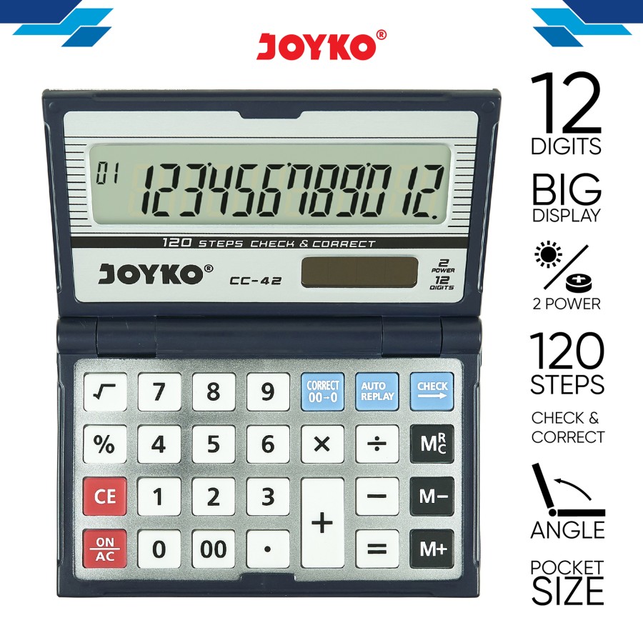 JOYKO CC42 CHECK & CORRECT CALCULATOR 12 Digit - Kalkulator Lipat Meja CC 42