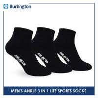 Burlington Mens Cotton Lite Sports Half Terry Performance Ankle Socks 3 pairs in a pack BML-222