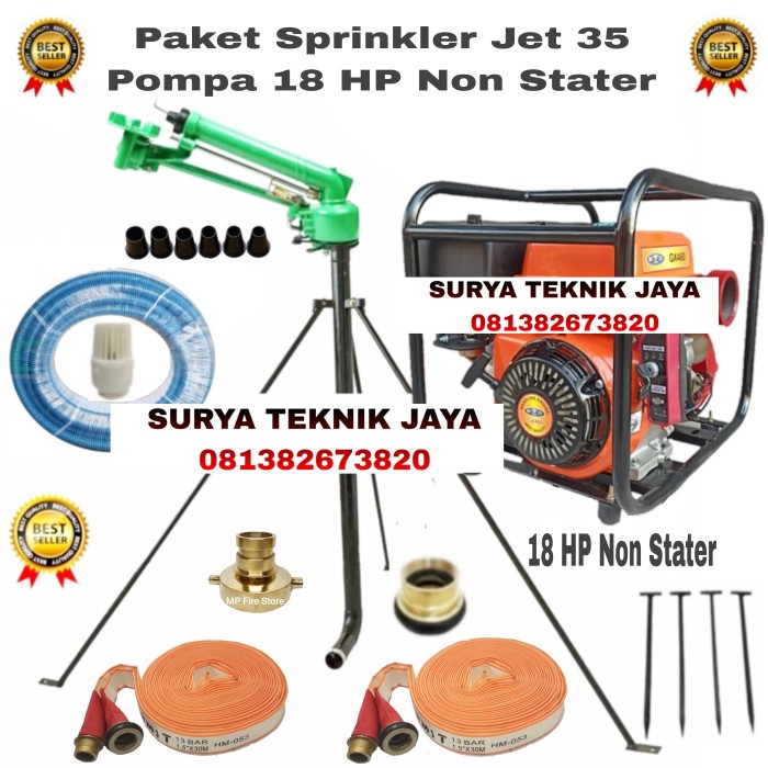 PROMO PAKET SPRINKLER JET 35 POMPA 18 HP 3 INCH - KONGKOW MARKET Harga  16,115,000 Ringgit*Penghantaran Percuma