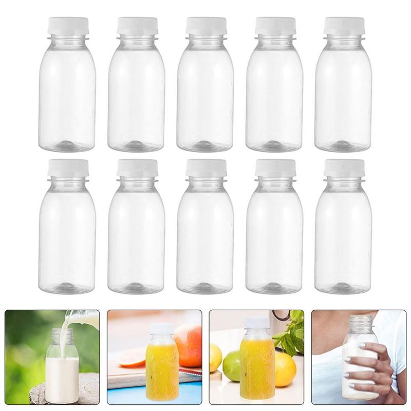 10 cái nhỏ chai nước giải khát nhựa du lịch chai rỗng tái sử dụng rõ ràng chai nước ép cho gia đình chai sữa sữa essory