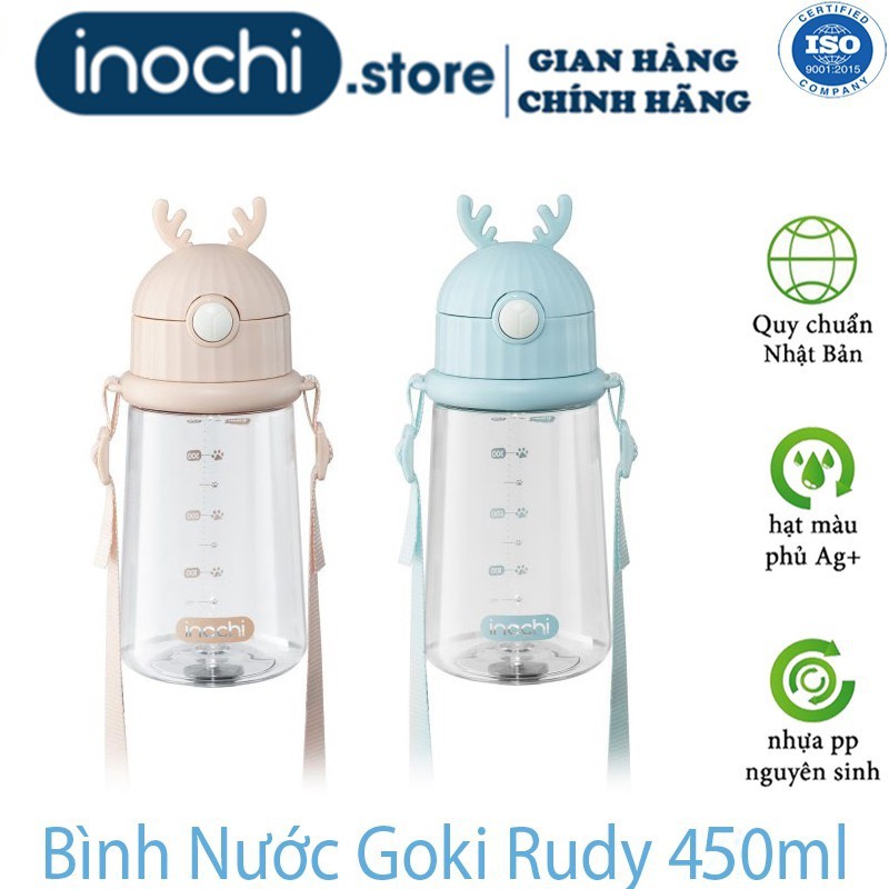 Bình Nước Goki Rudy 450ml inochi ,Nhựa Tritan Cao Cấp, Ống Hút Silicon, Đạt Tiêu Chuẩn Xuất Nhật [inochi.store]