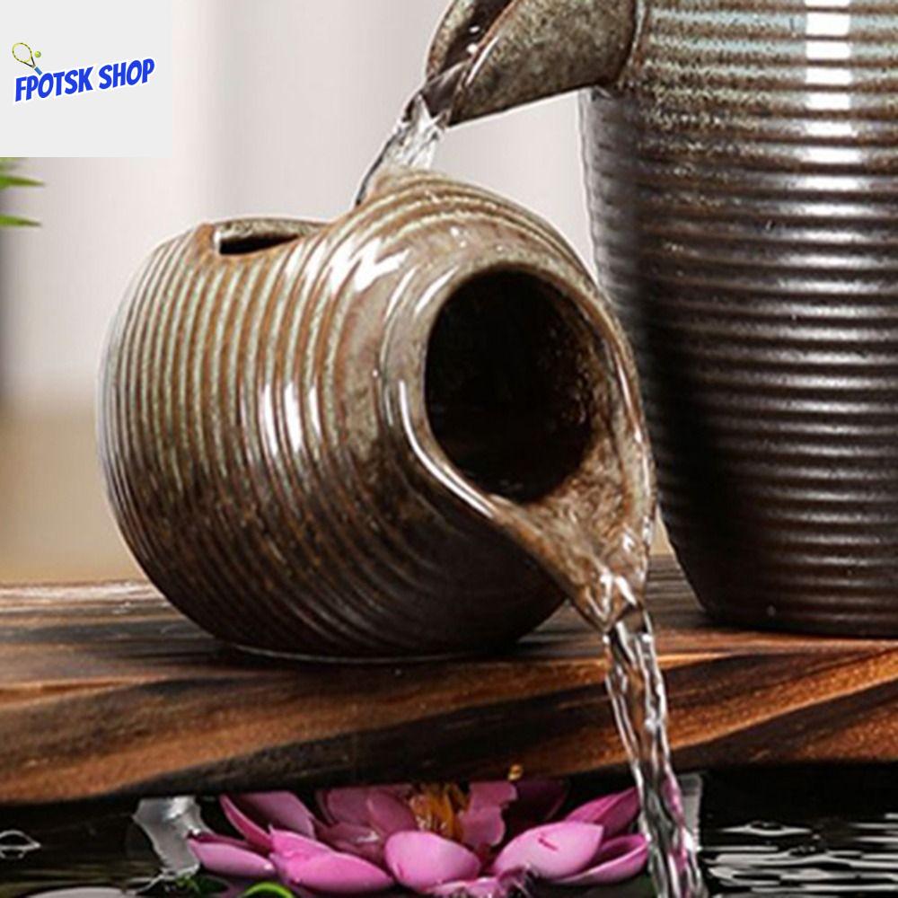 FPOTSK Chậu hoa Nồi đất sét nước tuần hoàn Trang trí Mở đầu Bình thác nước tuần hoàn Tinh tế Dễ lau chùi Bình đựng nước bằng sứ Bể cá