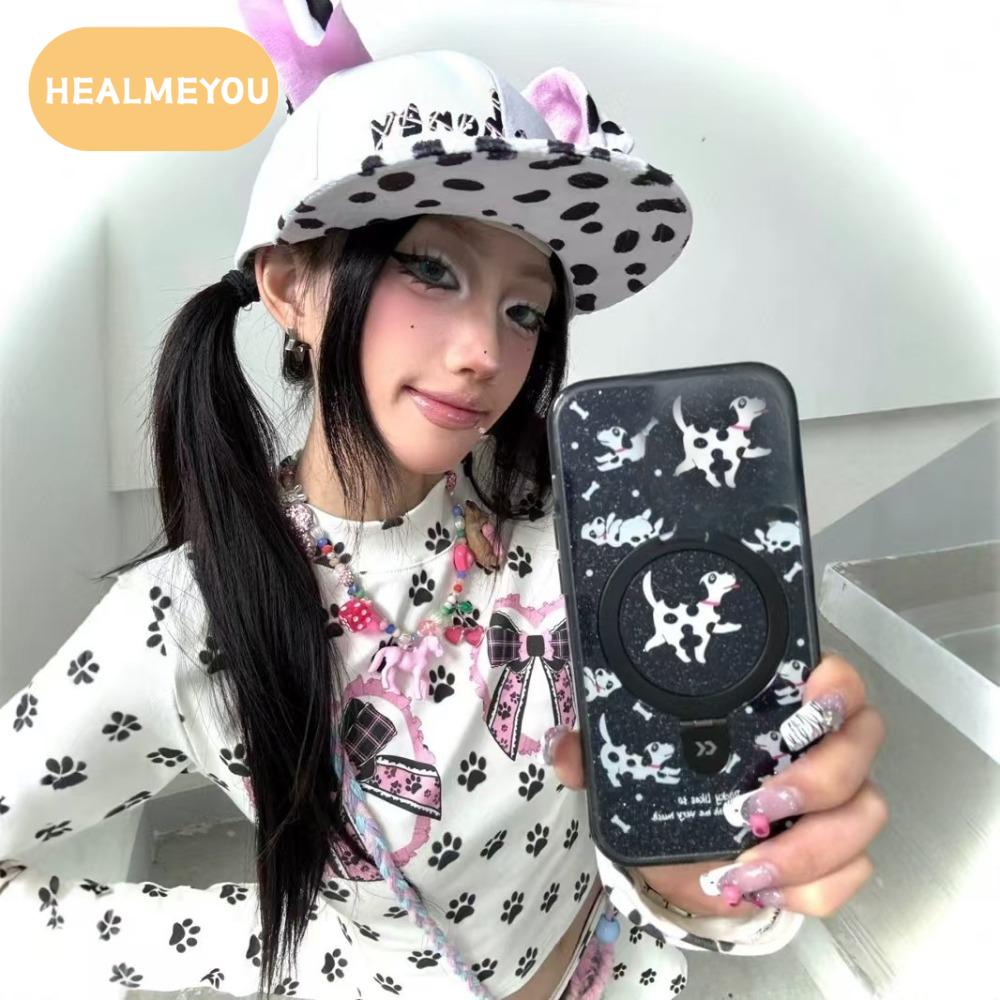 HEALMEYOU วัฒนธรรมย่อย หมวกเบสบอลแมวคิตตี้ดุร้าย ฮิปฮอป พังก์สไตล์ หมวกลายจุด เรโทร ผ้าคอตตอน หมวกลูกสุนัขมีหู เสื้อผ้าแนวสตรีท ราคา 254 บาท*ส่งฟรี