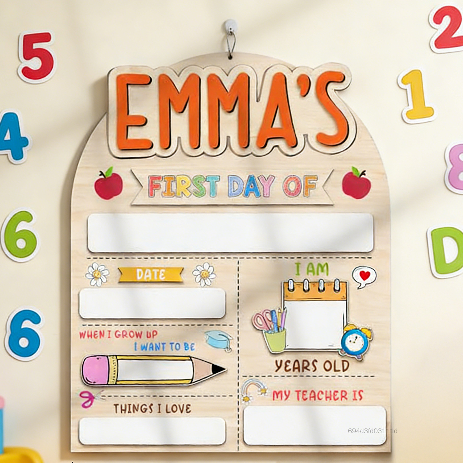 Dấu hiệu Back To School được cá nhân hóa Chất liệu tự nhiên Xyloid cho Ngày đầu tiên Ảnh Prop JN1-VN Giá 177,000 Đồng*Miễn phí vận chuyển