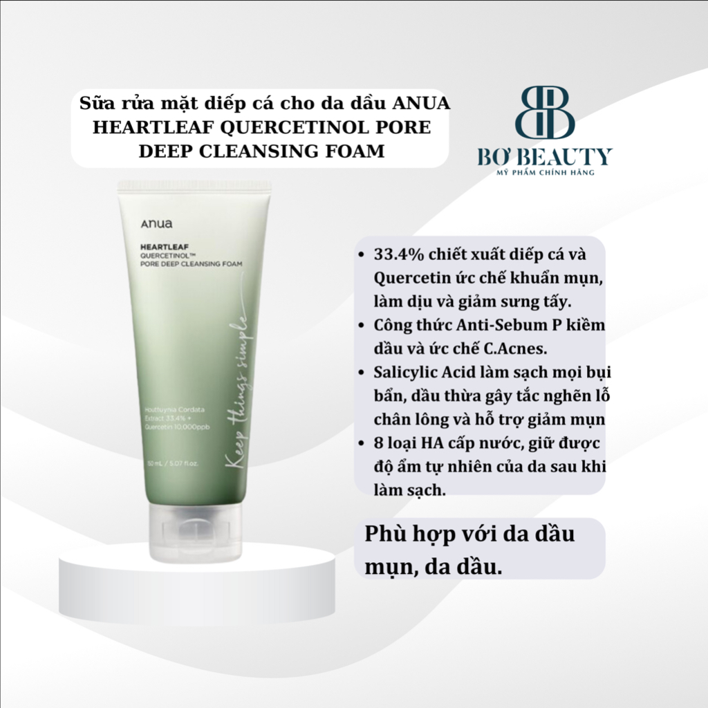 Sữa rửa mặt Anua anua Anua Heartleaf Quercetinol Pore Deep Cleansing Foam