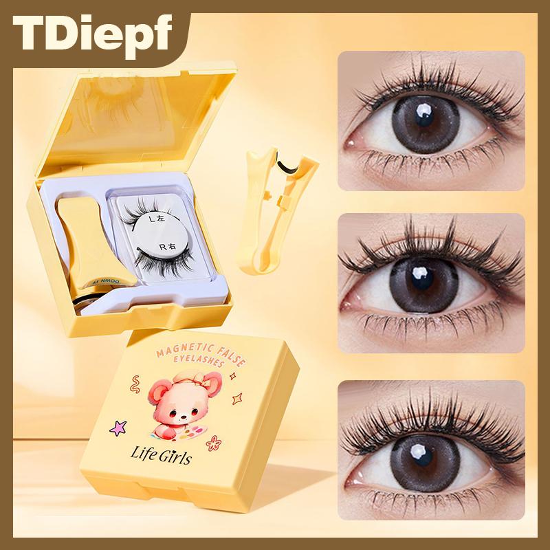 TDiepf Hot Lông Mi Từ Thiết Lập 1 Cặp Tái Sử Dụng Không Có Keo Cần Thiết Lông Mi Giả Với Nhíp Từ Tính Xoăn Giả Lông Mi Trang Điểm Công Cụ