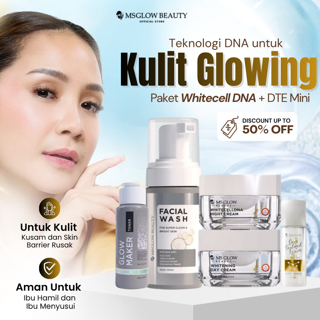 Ms Glow Beauty Paket Wajah Whitecell Dna Basic DTE Mini Official Store Skincare Wajah Flek Hitam ...