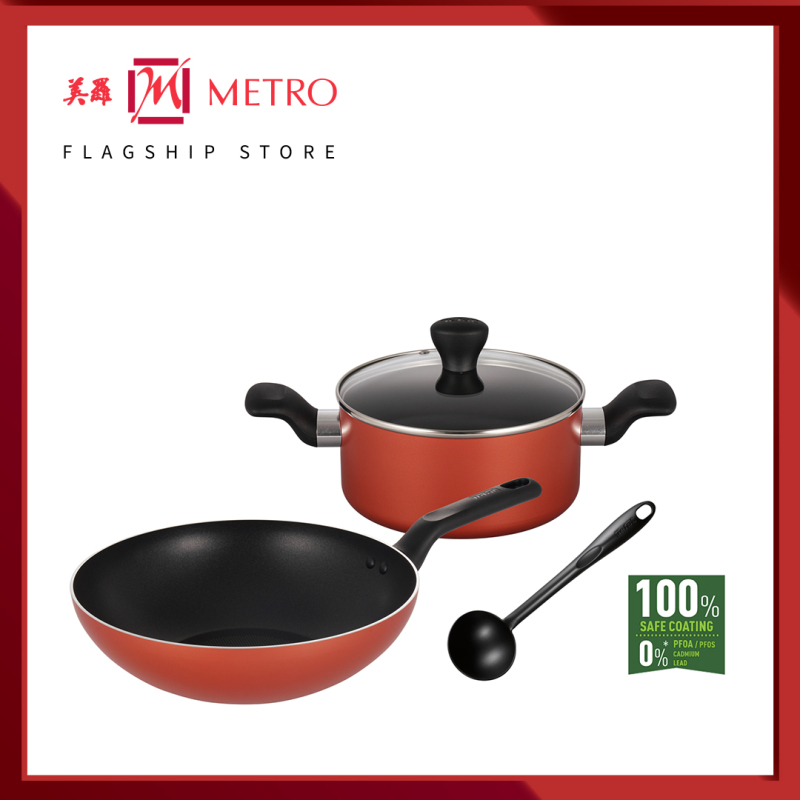 Tefal Fresh Start 4pc Set B507S4 (28cm Wok Pan + 20cm Stewpot) Singapore
