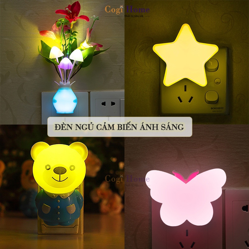 Đèn Ngủ Cắm Điện Mini Cute Cảm Biến Ánh Sáng Tự Động