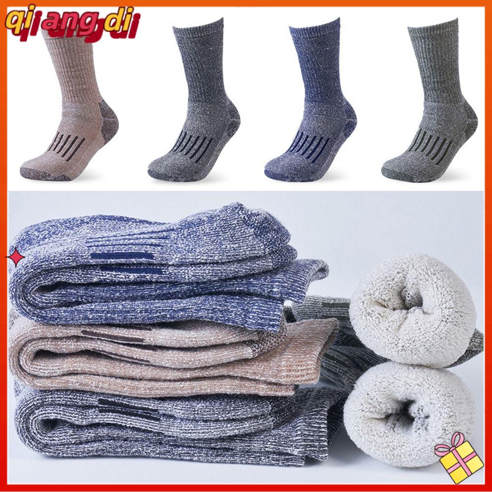 QIANGDI Leo núi Tất len Merino Dày hơn Mờ ảo Tất chống mùi ấm cho nam Thời trang Thoáng khí Tất ấm mùa đông Dành cho nam giới