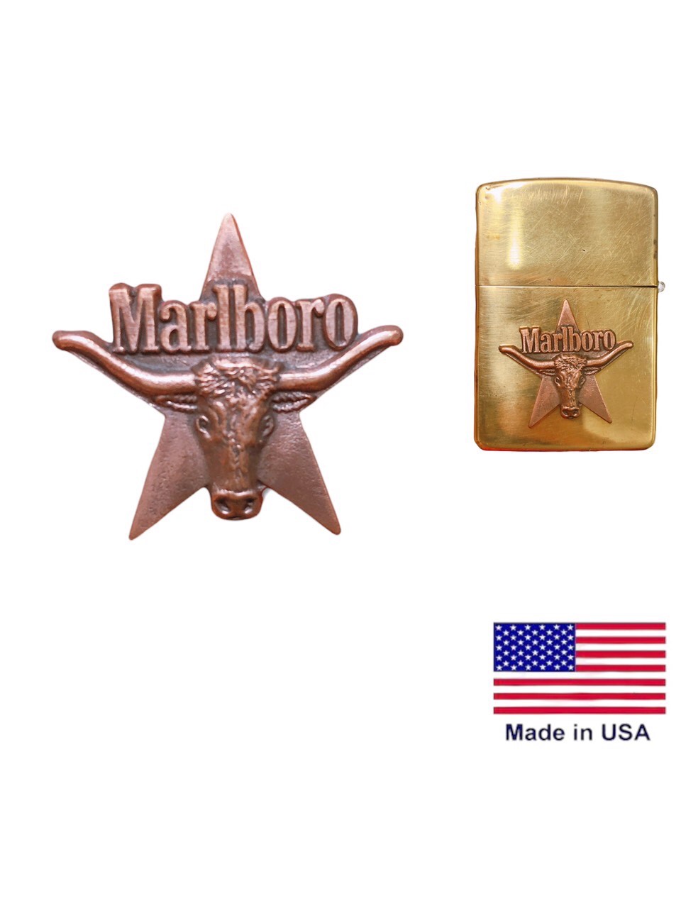 tấm dáng Eblem trang trí Zippo Mỹ chủ đề Đầu Bò Copper ( Đồng đỏ ), Chuẩn Zin Đồng đỏ Copper