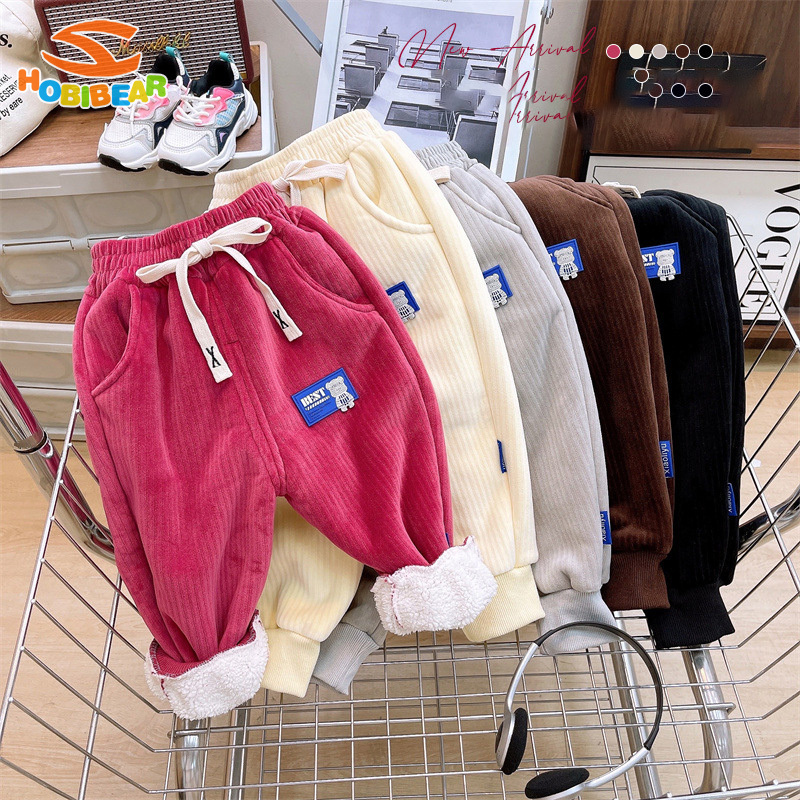 Kids' pants Boys' sweatpants Girls' sweatpants Padded pants Warm pants Comfortable ราคา  169 บาท*ส่งฟรี