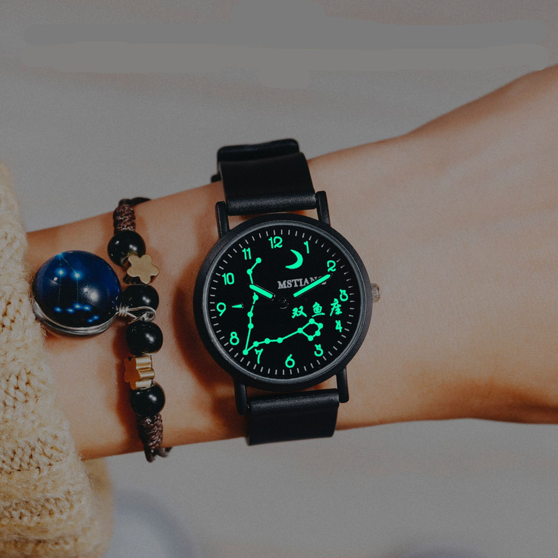 Twelve Constellation Teen Watch Male and Female Students Korean Style Simple Fashion Trend Casual Popular Quartz Watch