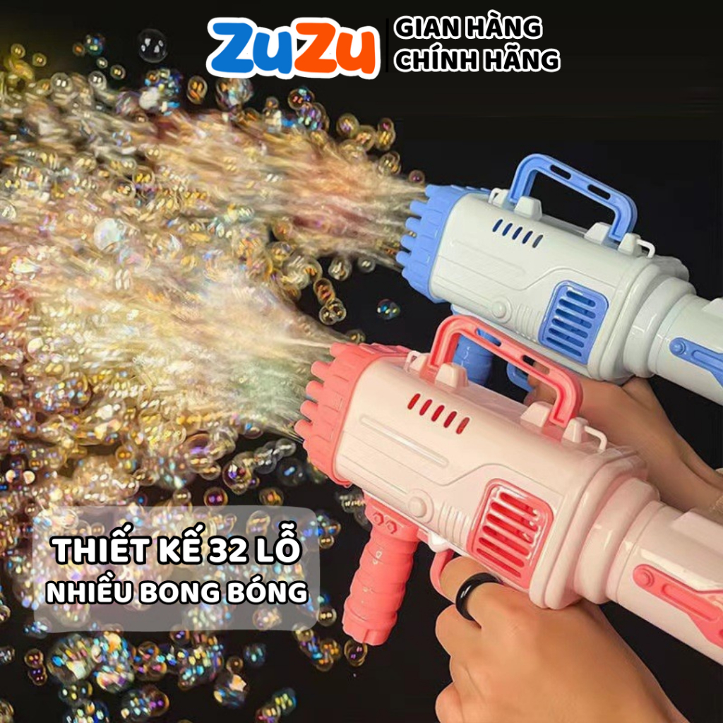 Súng bắn bong bóng ZuZu, đồ chơi súng bắn bong bóng xà phòng loại lớn 32 nòng