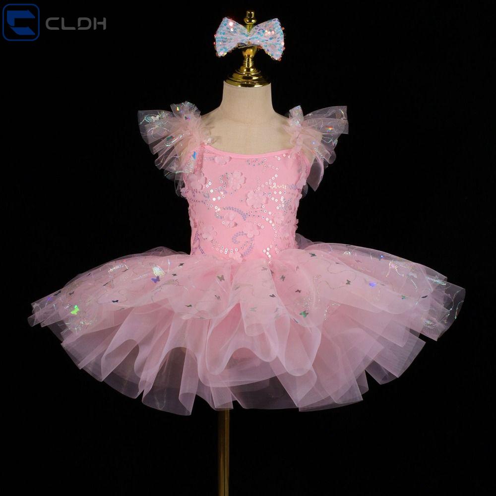 CLDH Hoa Váy ballet cho trẻ em Đầm sequin Hiện đại Quần áo biểu diễn Thời trang Phồng Váy công chúa Bé gái