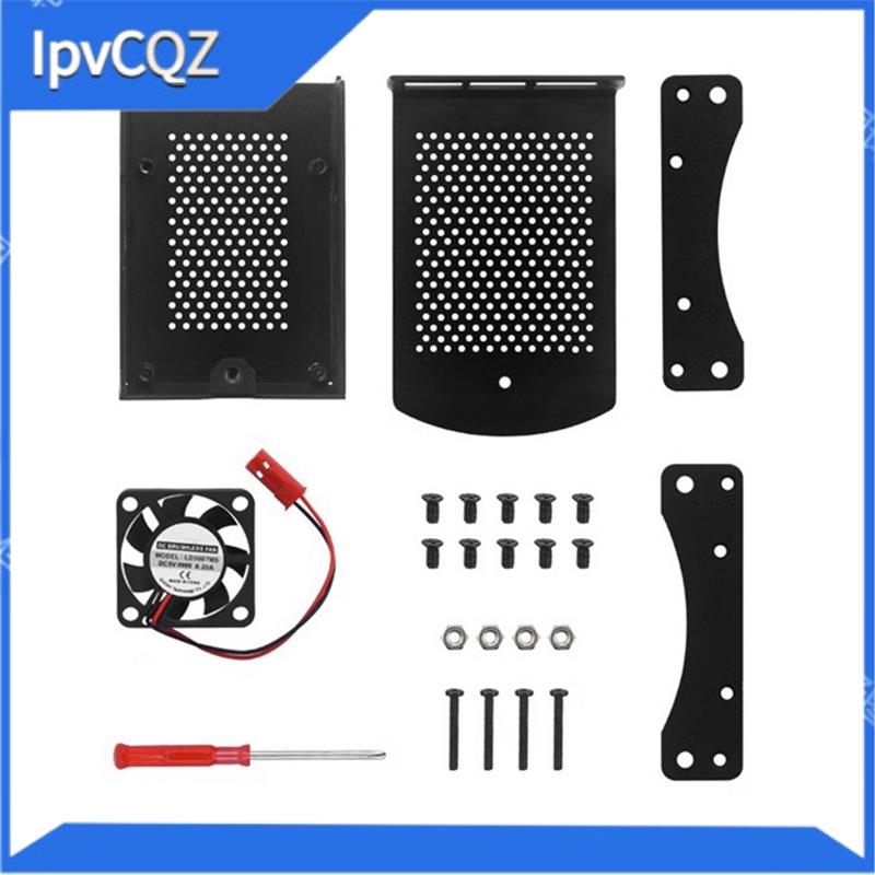 [IpvCQZ]Aluminum Alloy Case with Hanging Bracket Cooling Fan for 4B for 4 Model B Metel Box Shell