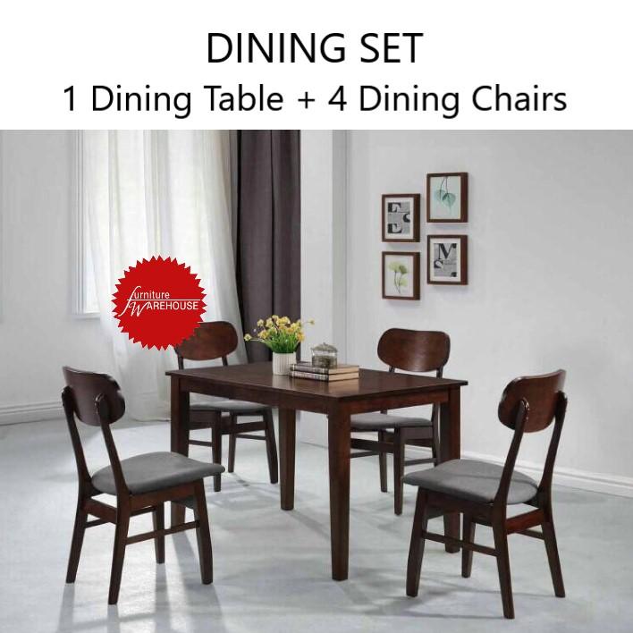 AMELIA 4 SEATER WOODEN DINING SET